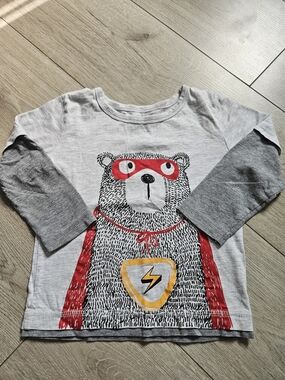 George Toddler Boy Superhero Bear 2-in-1 Faux Long Sleeve T-Shirt Size 3T